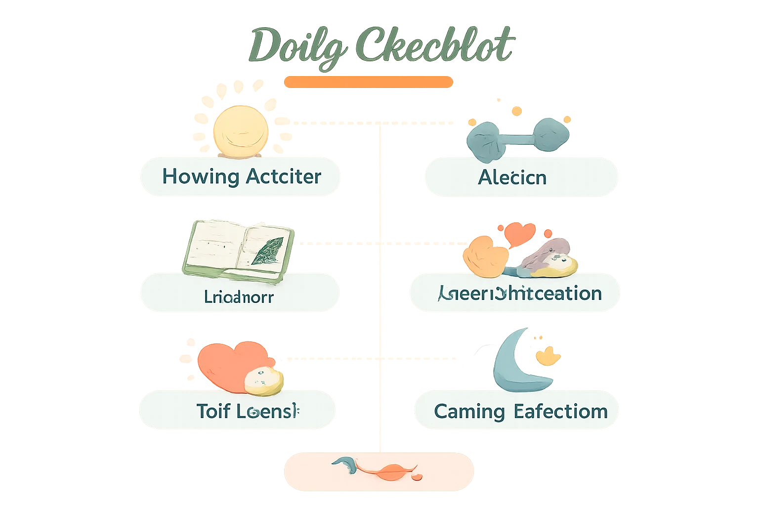 Infographic showing daily checklist with icons for each activity