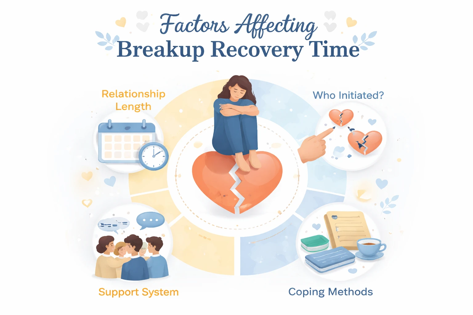 Infographie montrant les facteurs affectant le temps de guérison après une rupture