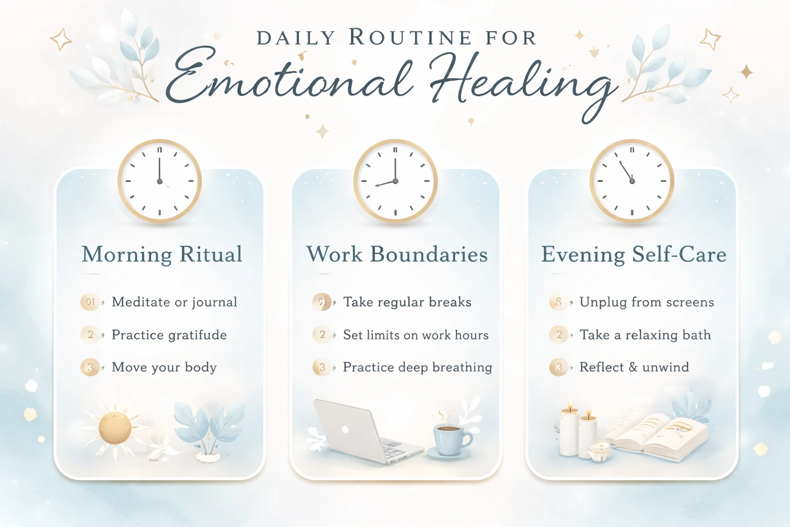 Infographie de routine quotidienne pour la guérison émotionnelle