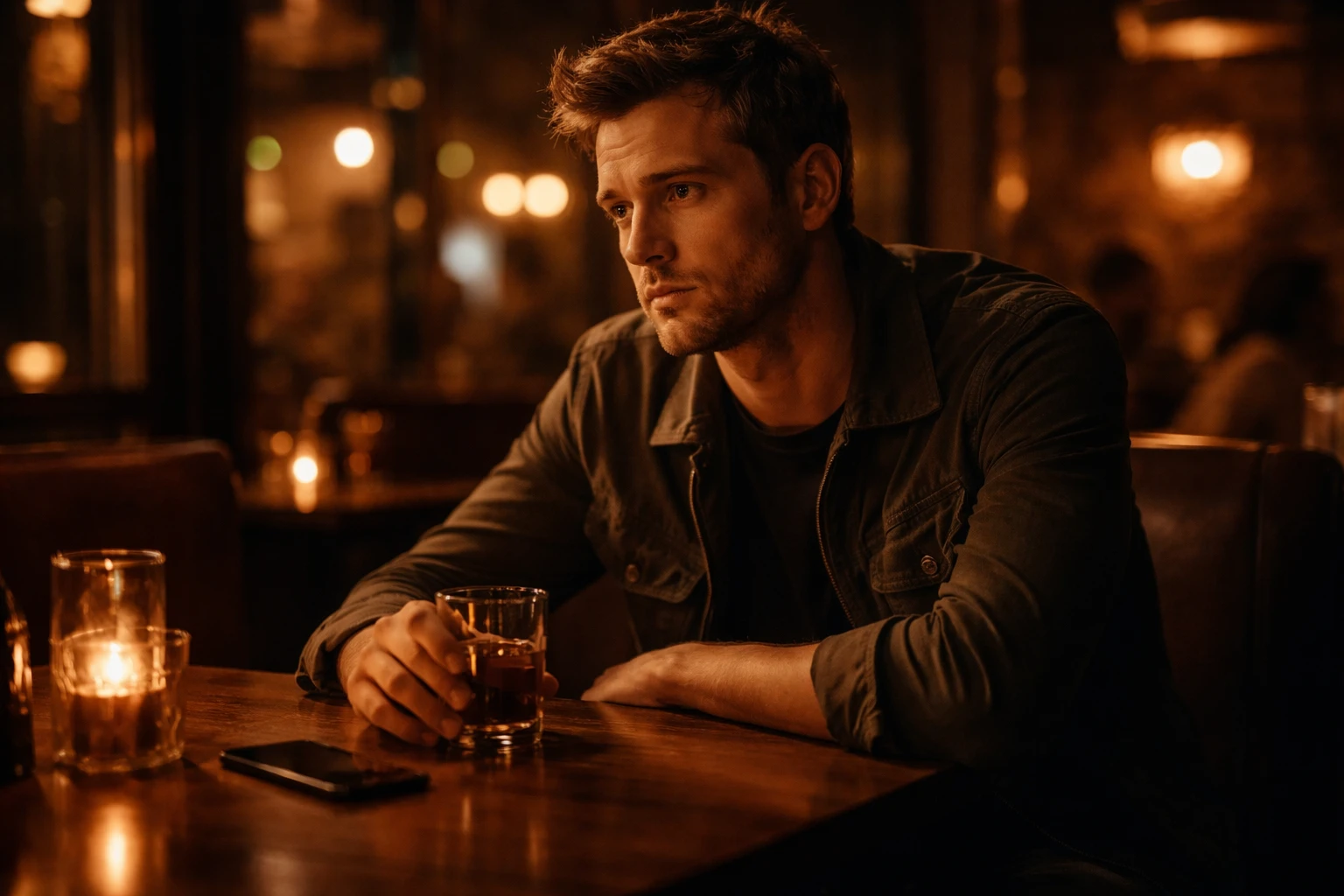 Homme pensif après avoir croisé son ex