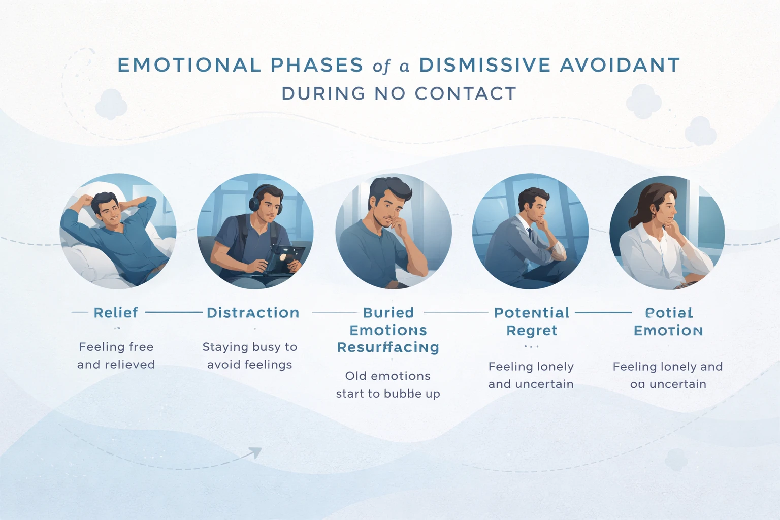 Les phases émotionnelles de l'évitant dédaigneux pendant le silence radio