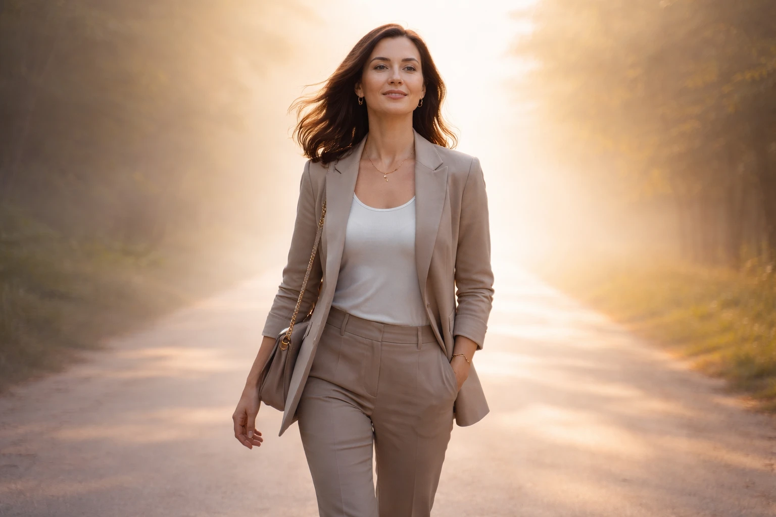 Person walking forward confidently toward a brighter path