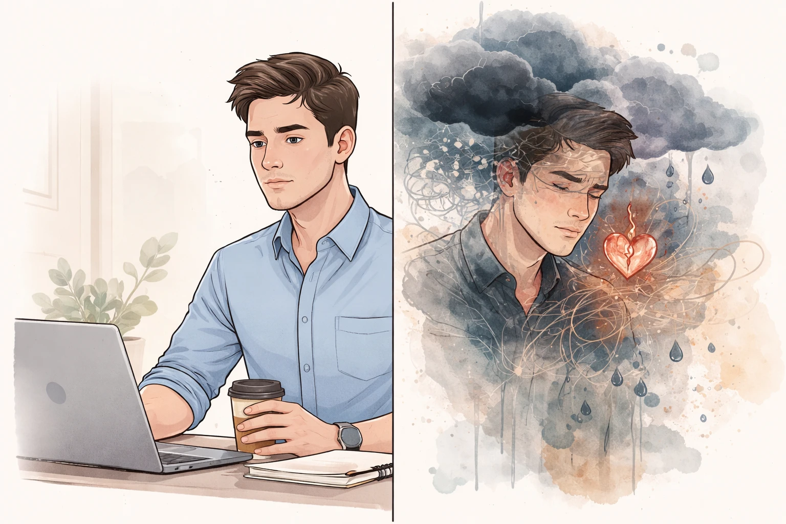 The dual reality of male emotional processing after breakup