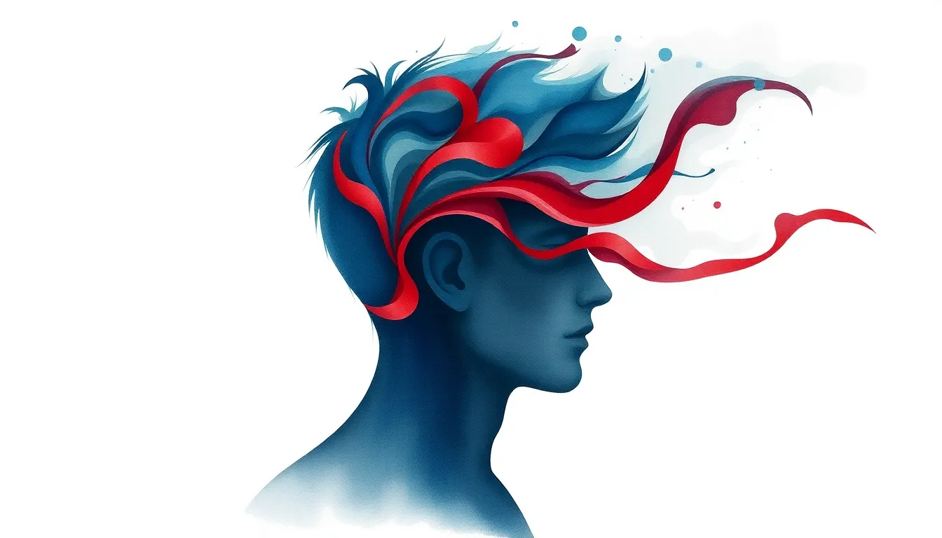 Abstract illustration of swirling emotions representing the complex male psychological journey