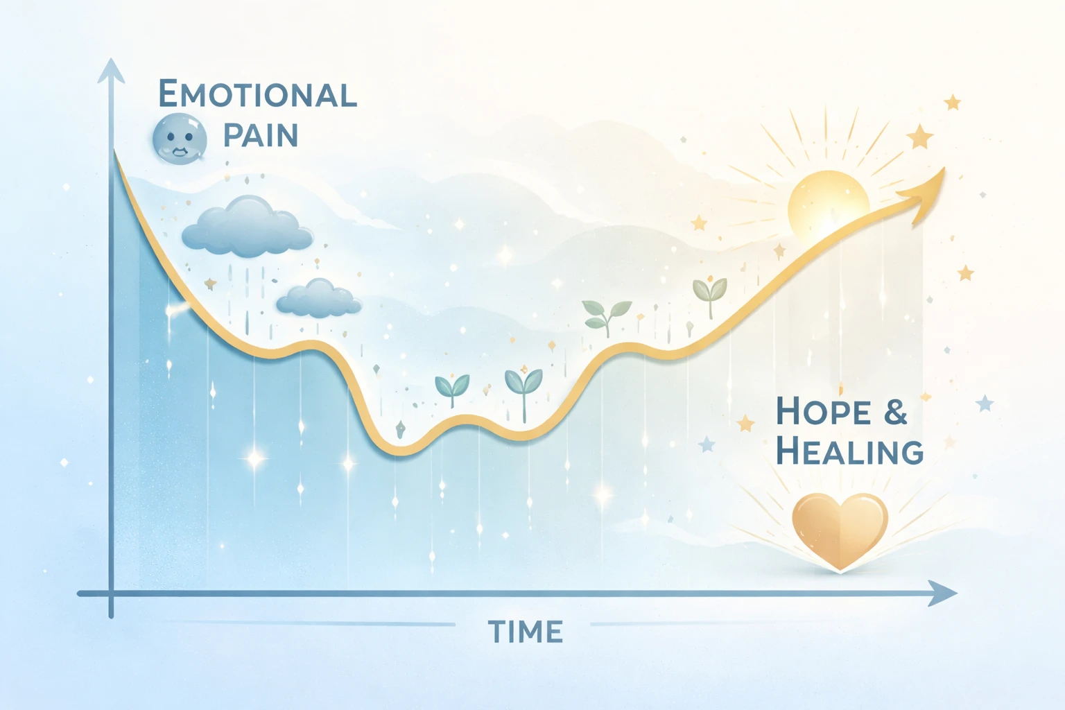 Graphique montrant l'évolution de la douleur émotionnelle avec ses hauts et ses bas