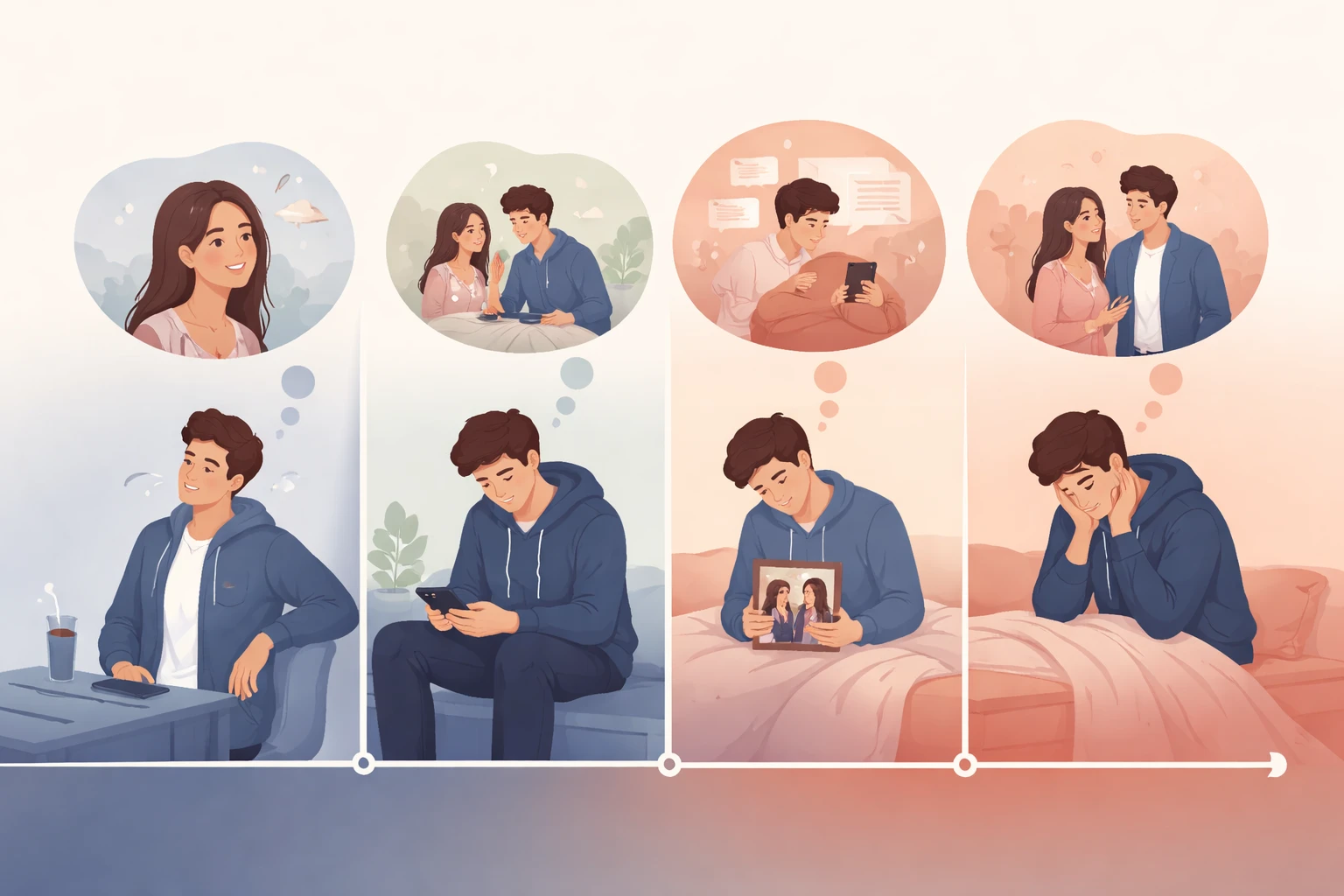 Infographie sur la psychologie masculine après une rupture