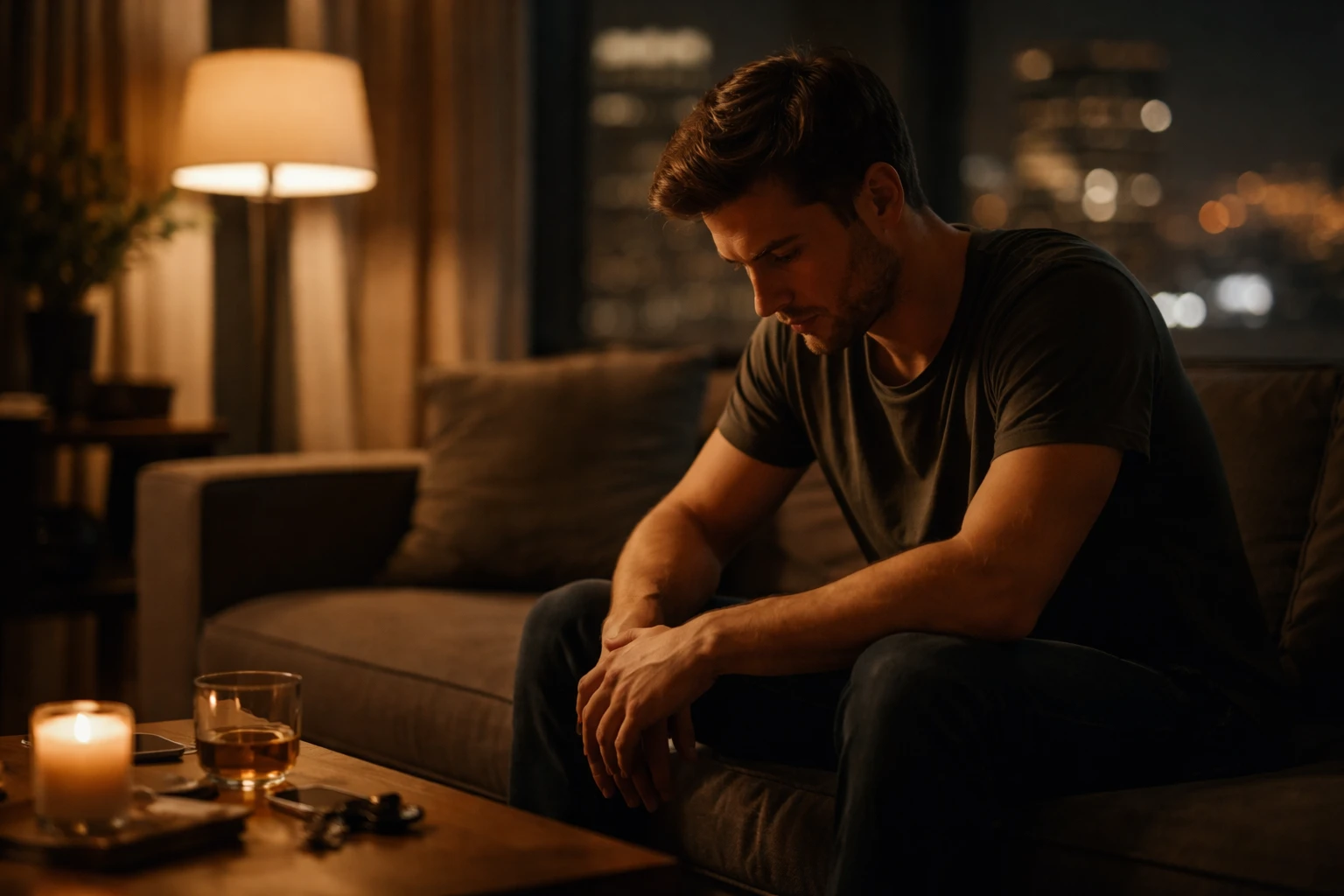 Man experiencing the emotional crash phase after breakup