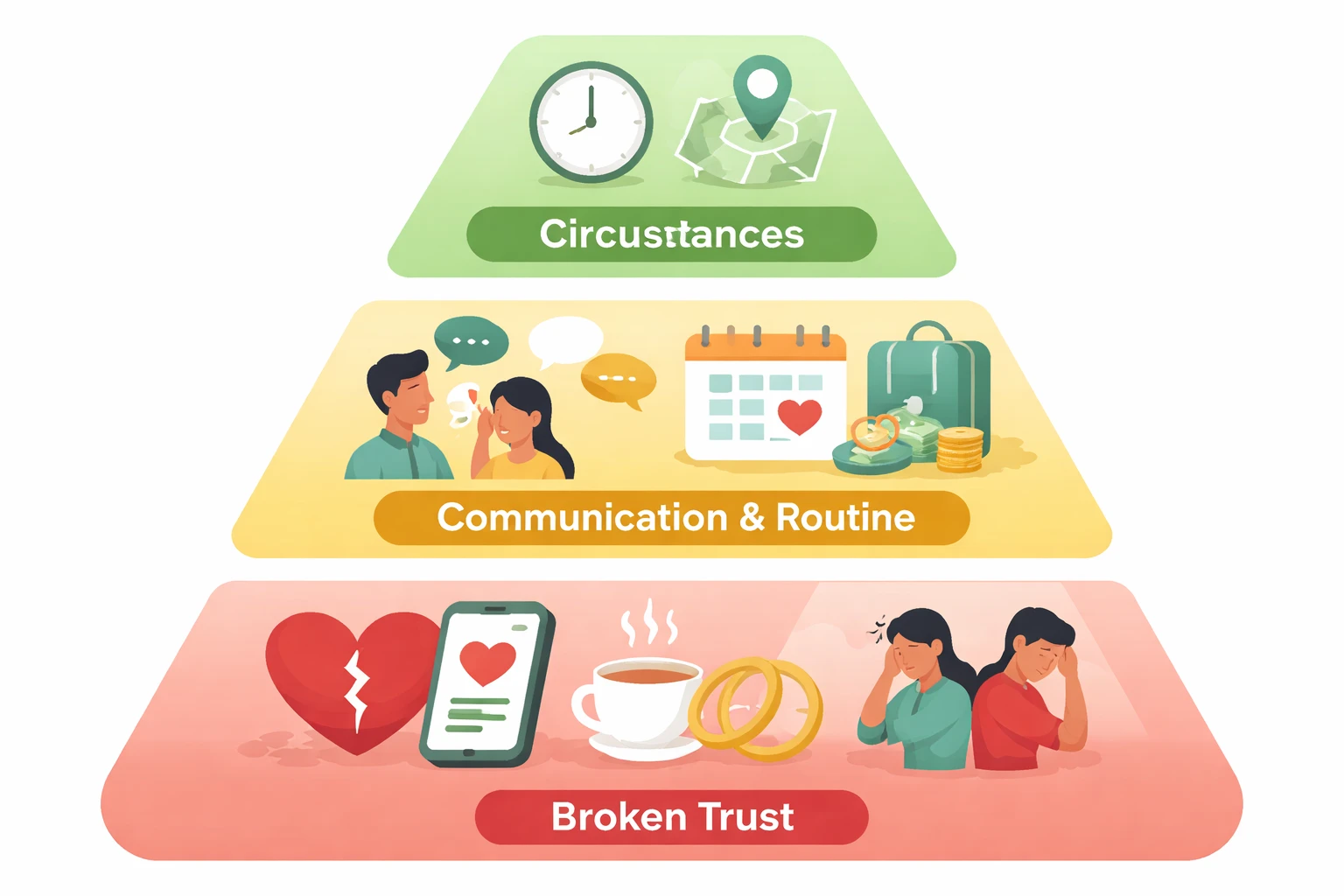 Les trois niveaux de potentiel de réconciliation selon le type de rupture