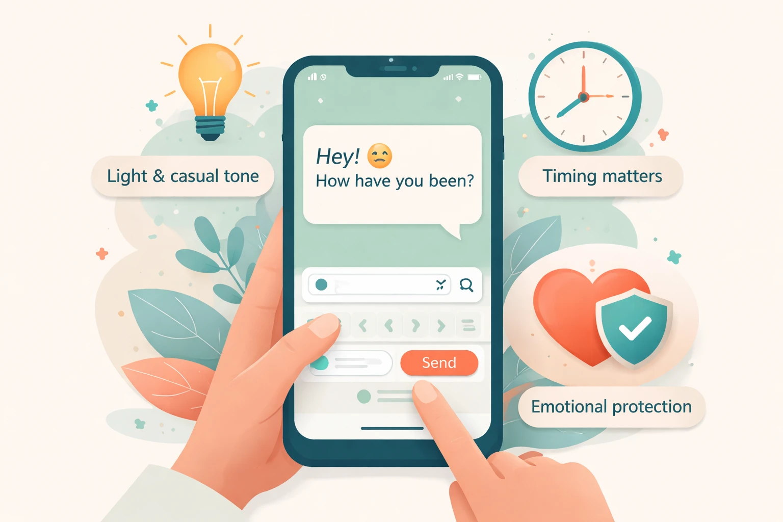 Infographic showing first message strategy with phone and visual elements