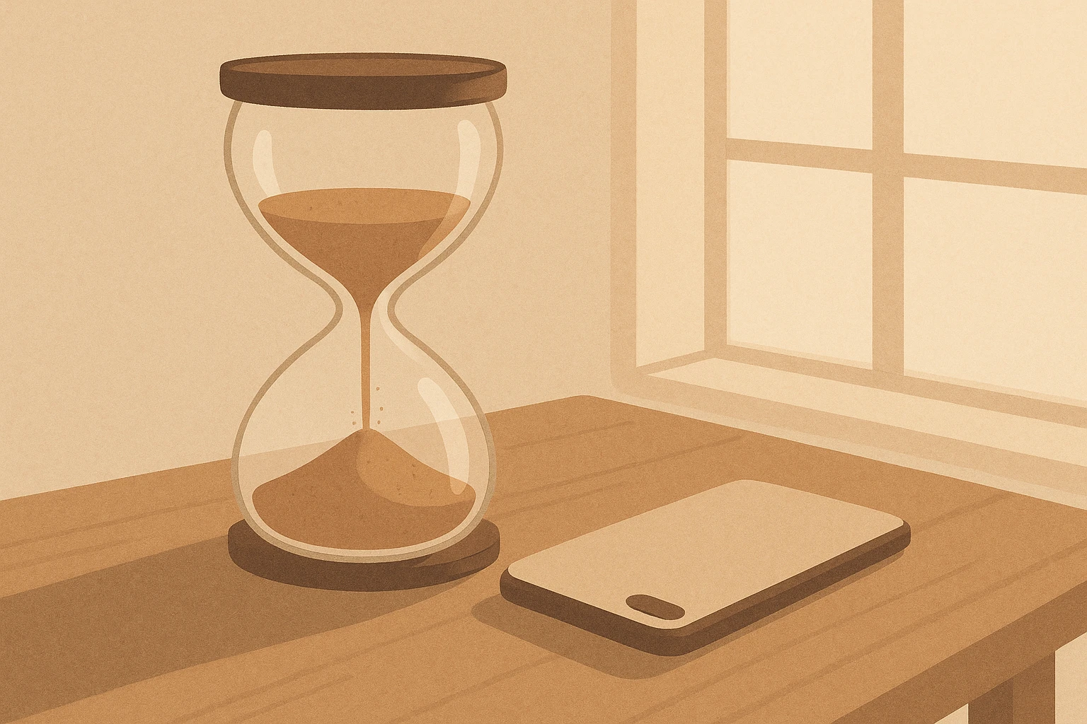 Hourglass beside a phone during no contact period