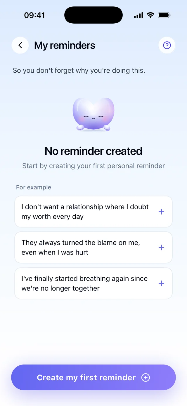 In the app · My reminders
